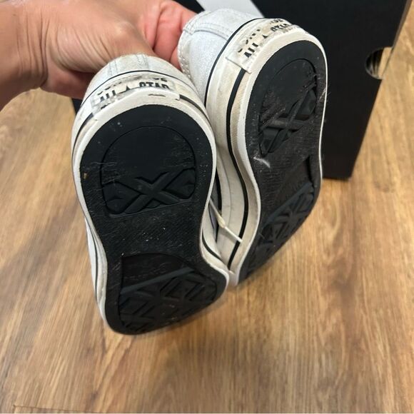Converse all Star Chuck Taylor low top silver glitter lace up shoes sneakers 7 - Picture 5 of 8